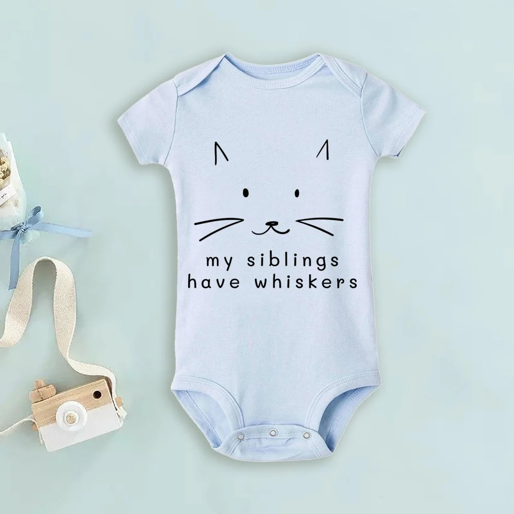 My Siblings Have Whiskers Bodysuit Cat Baby Romper Baby Shower Gift Newbron Funny Clothes Pregnancy Announcement Jumpsuit