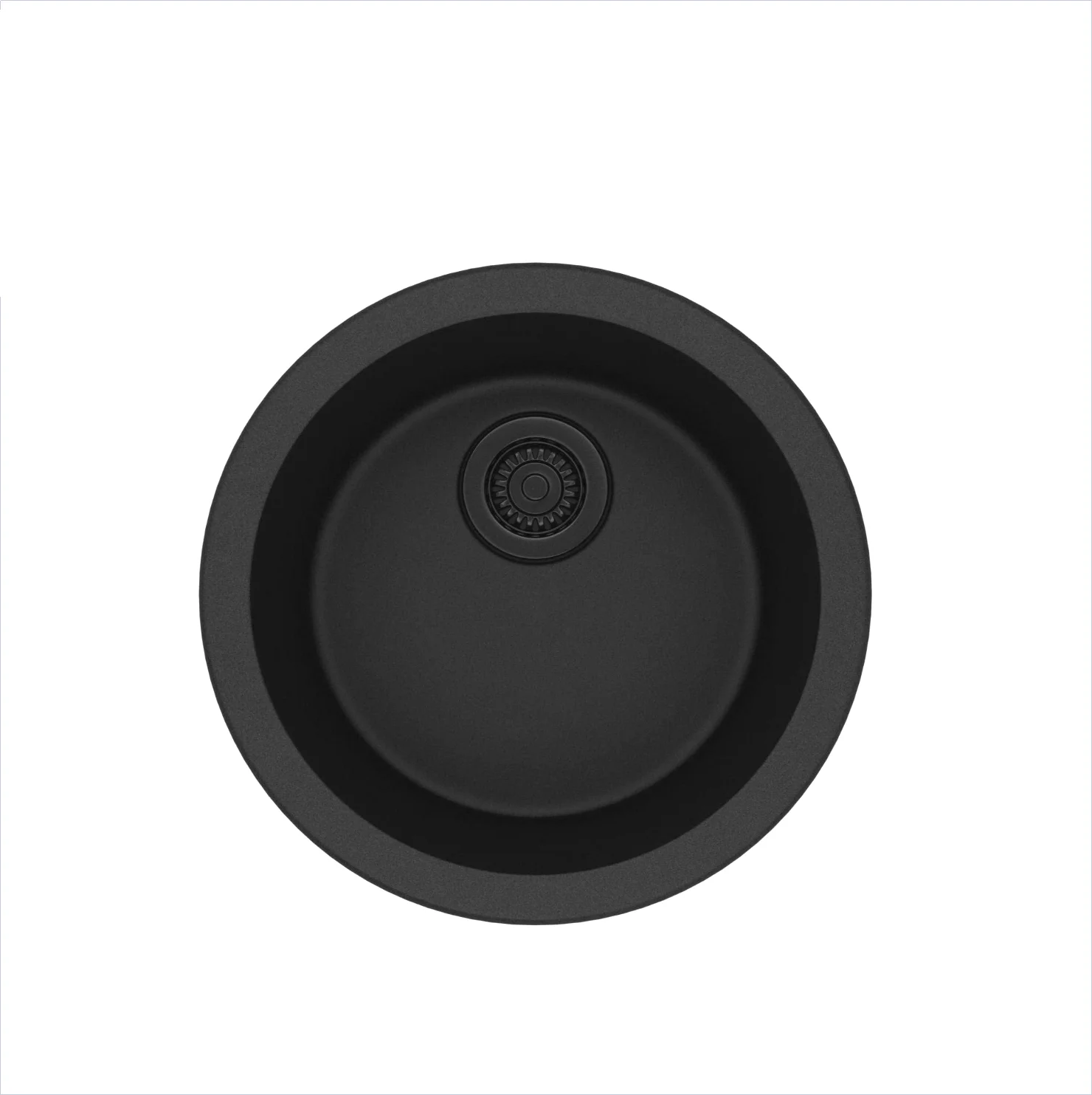 460mm New Product Custom Quartz Stone Sink Round Single Bowl Sink Black Handmade Granite Kitchen Sink