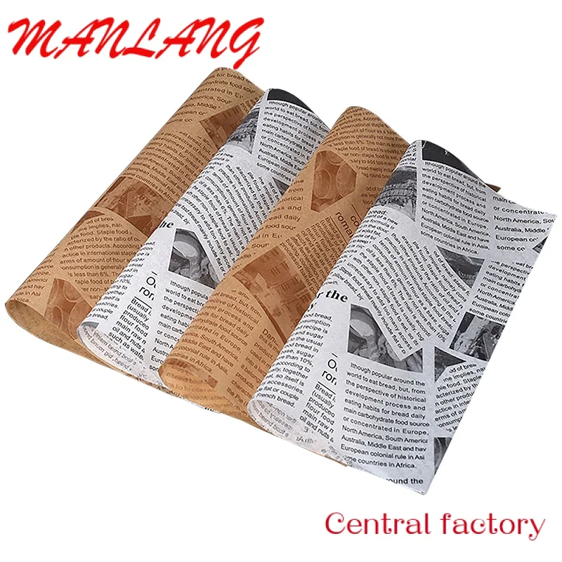 Omet Custom Tissue Logo Food Sandwich Wrap Packaging Burger Packing Deli Paper Hamburg olio a prova di grasso carta da imballaggio per alimenti