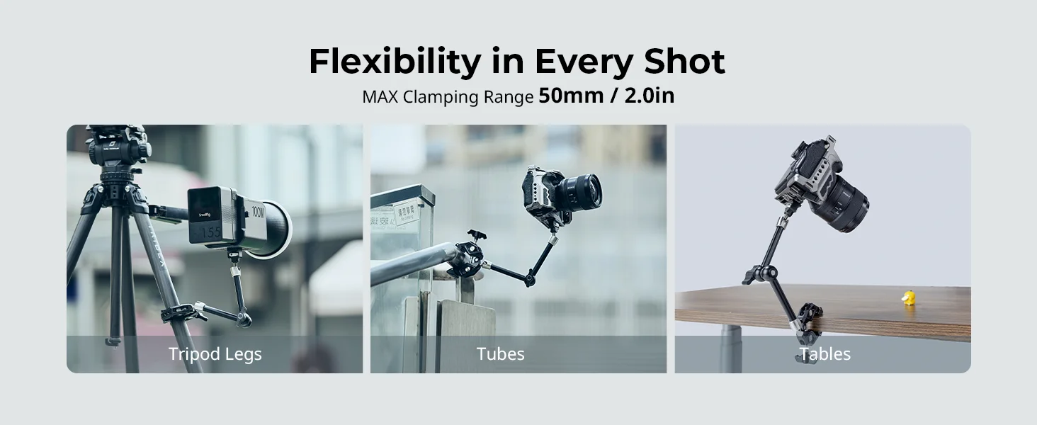 SmallRig Magic Arm mit Krabbenförmiger Klemme aus Legierung, Tragkraft 1,5 kg für Action-Kameras, Monitore, Videoleuchten und Mikrofone 5312 – Detail 7