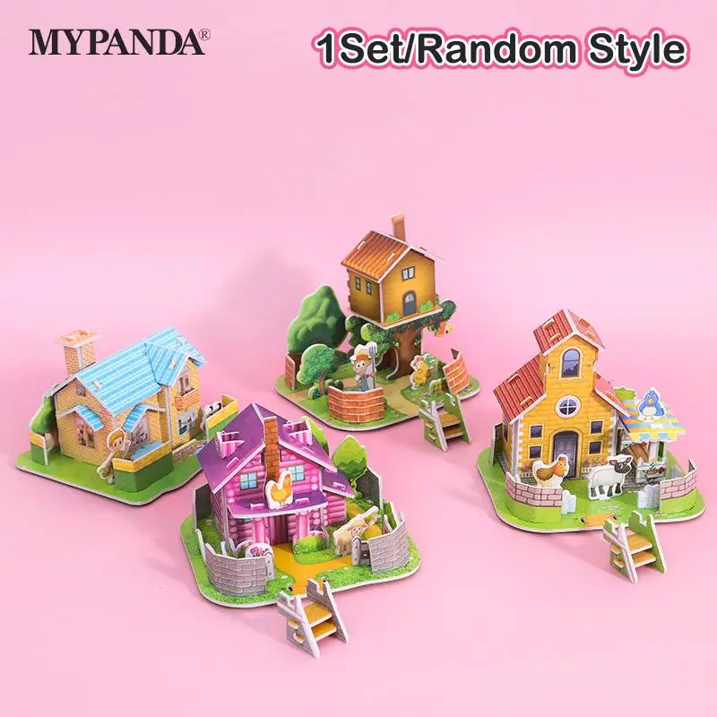 

1Set DIY 3D Three-Dimensional Puzzle Card Handmade House Model Children Assembling Educational Toy