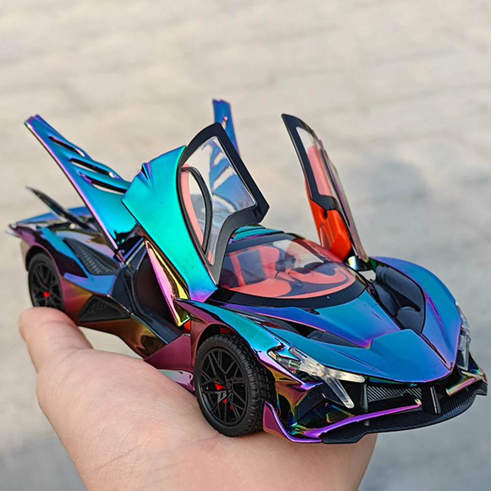 

1:24 Scale Apollo Evo IE Super Car Model Toy Metal Body Sound Light Scissor Doors Opened Miniature Vehicle Desktop Ornaments