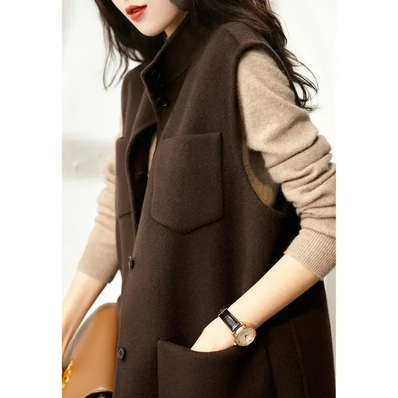 

Big-Name Withdrawal Cabinet Foreign Trade Tail Cut Standard 2022 New Women's Sweater Vest Coat Solid Color Outside The Vest Vest