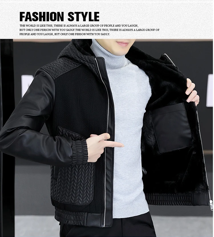 Casual 2025, Winter männer Verdicken Mit Kapuze Fleece Jacken Streetwear Winddicht Warme Plüsch Mäntel Jugend Slim Fit Tops Gepolsterte Parkas – Detail 12