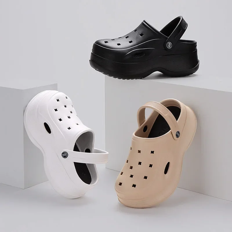 Women Clogs 2025 New Arrival 7cm Thick Sole Height Increasing Sandals For Girls Summer Outdoor Platform Shoes Soft Slippers