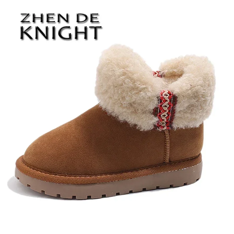 

Children Winter Suede Upper Snow Boots Baby Kids Warm Soft Toddler Ankle Boots Boys Girls Fashion Plush Cotton Shoes Size 26-36