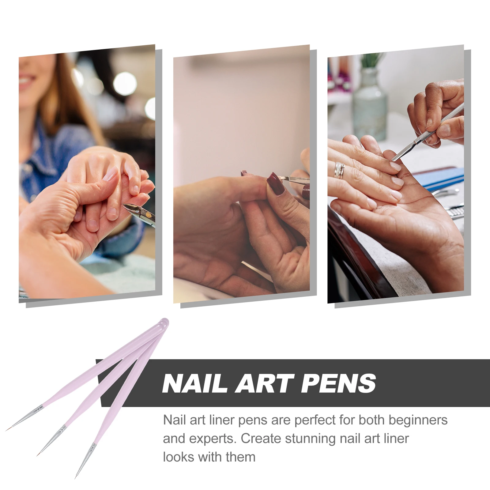 Zestaw 3 pędzli artystycznych z cienką końcówką do akrylu, paznokci żelowych, polerowania, projektowania paznokci, narzędzia do rysowania, niezbędne akcesoria do paznokci.