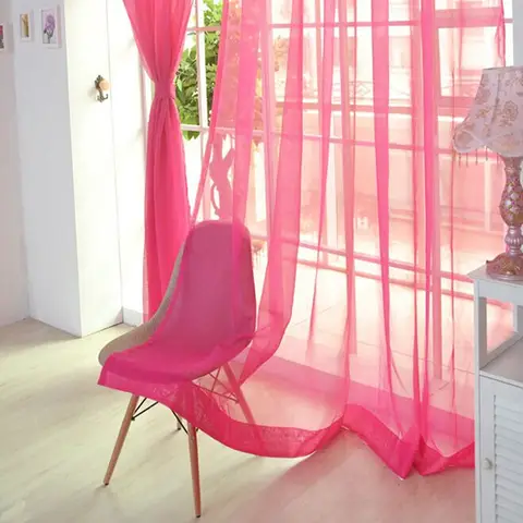 거실용 순색 얇은 명주 그물 커튼, 로드 포켓 레인보우 커튼, 시어 보일 웨딩 장식, 모던 침실 창문 얇은 명주 그물, 1 개