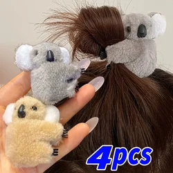 1/4pcs for Women Cartoon Plush Koala Bear Hair Clips Cute Animal Hairpins Hair Claw Side Bangs Clip Barrettes Hair Accessories