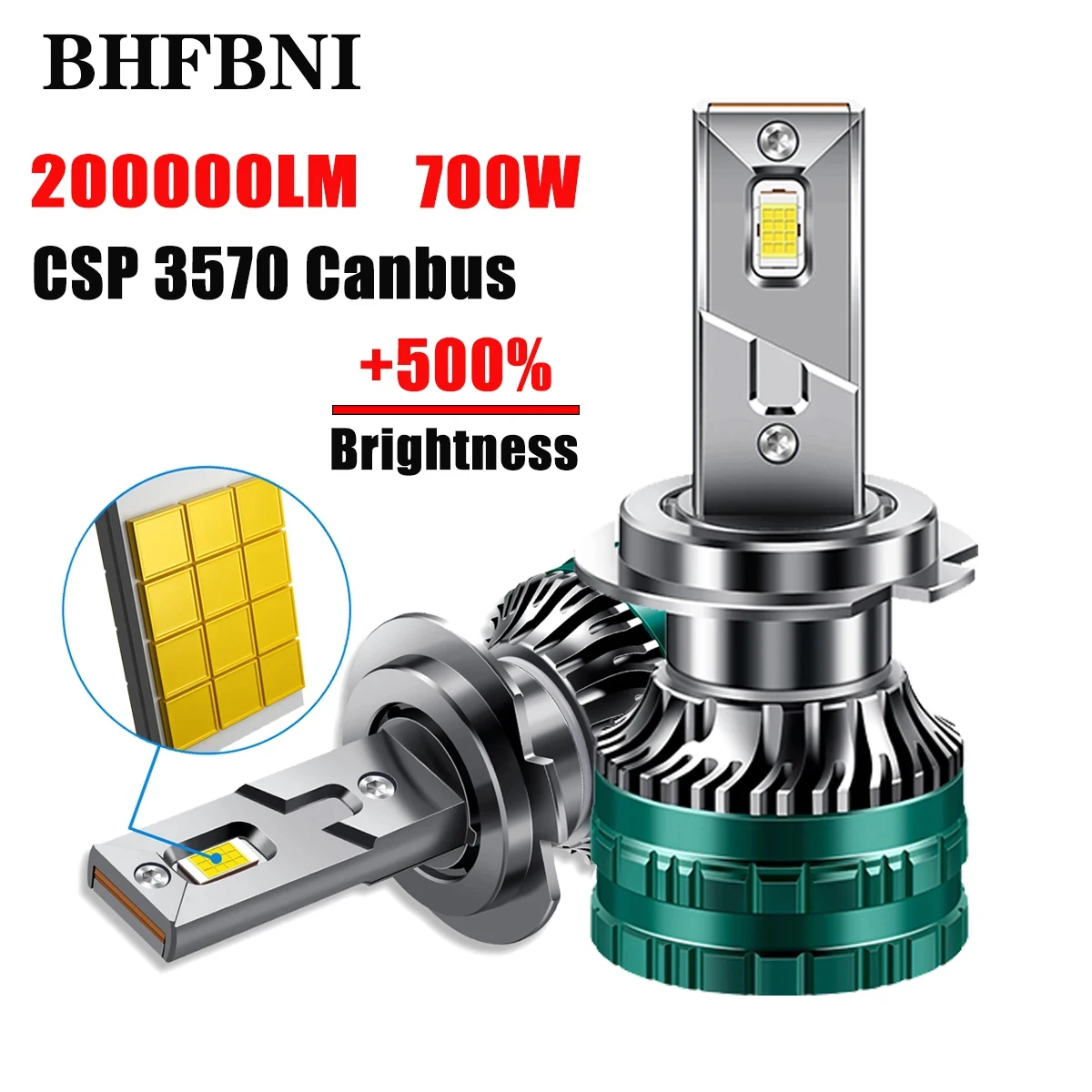 BHFBNI H7 Lamp 700W 6000k 200000LM HB3 9012 9005 9006 H1 H8 H4 H11 H9 Powerful Bulb Led Car Canbus Headlight Fog Light  CSP 3570