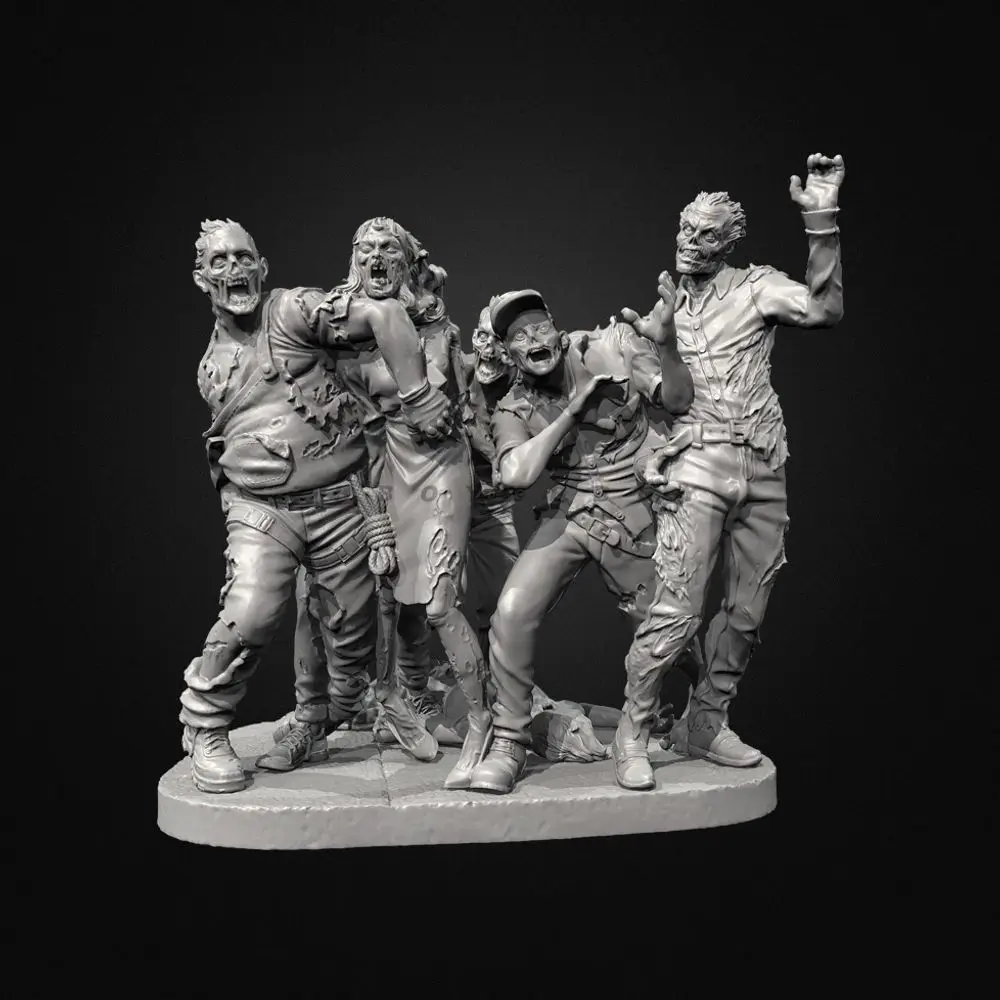 38mm  50mm 75mm Zombies Group White Model Self-assembly Figurines DIY Coloring Decoration Crafts 3D Printed Miniatures