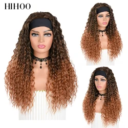 Headband Wig Synthetic Long Kinky Curly Hair Ombre Blonde Loose Deep Wave Wigs for Black Women Body Wave Natural Heat Resistant