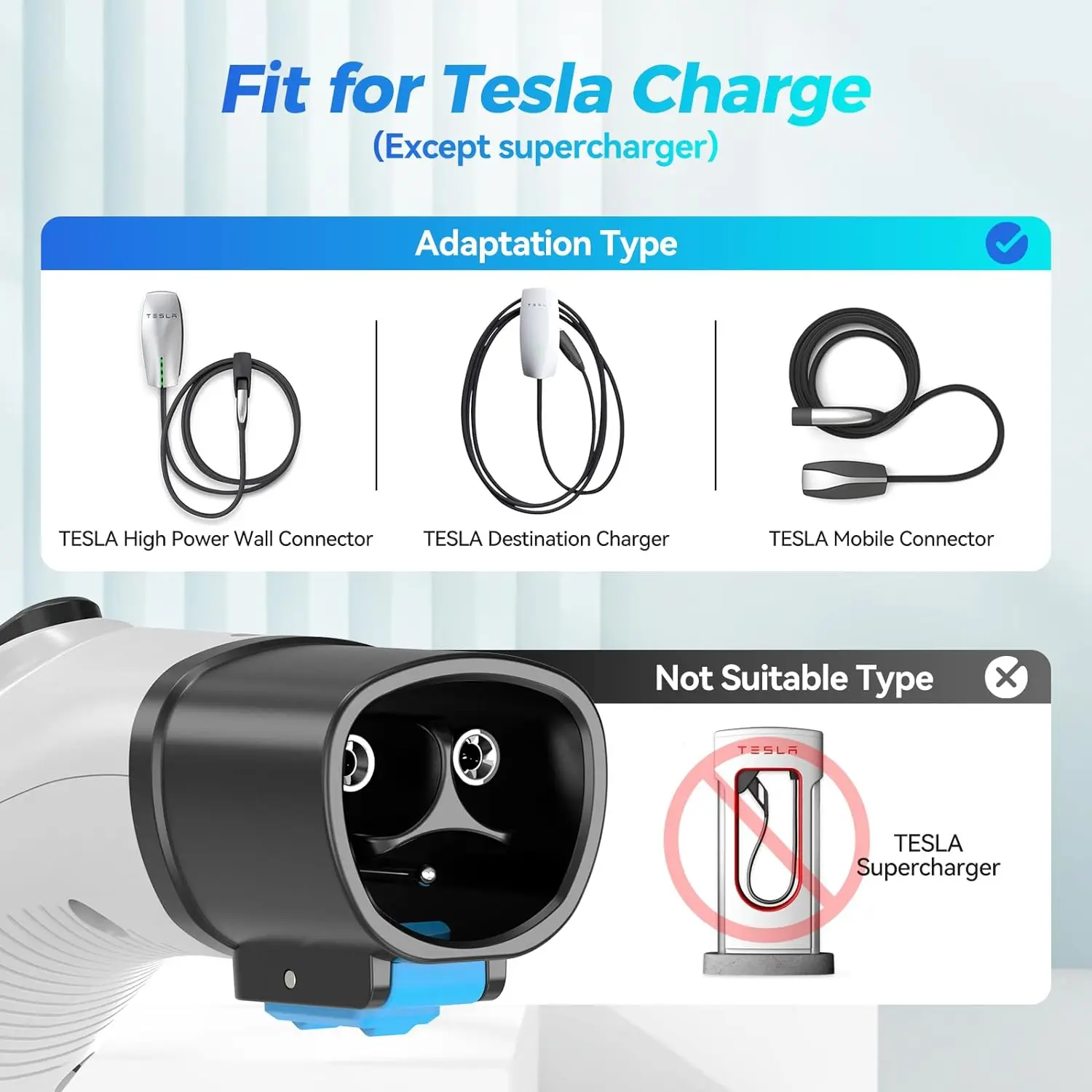 EVDANCE Portable Tesla to J1772 Adapters Max 60A 240V Electric Vehicles Charging Devices Compatible with All NACS Chargers