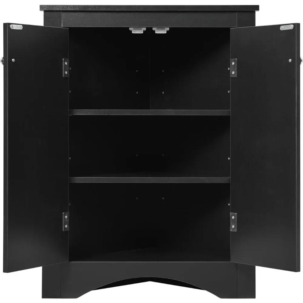 خزانة تخزين الحمام، خزانة حمام مثلثة مع أبواب وأرفف قابلة للتعديل، خزانة زاوية للحمام قائمة بذاتها #6