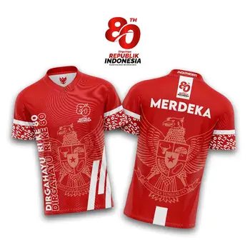 印尼獨立80週年紀念球衣 - 紅白「印尼」週年印花球迷足球衫 6 最佳銷售 印尼航運 - №1