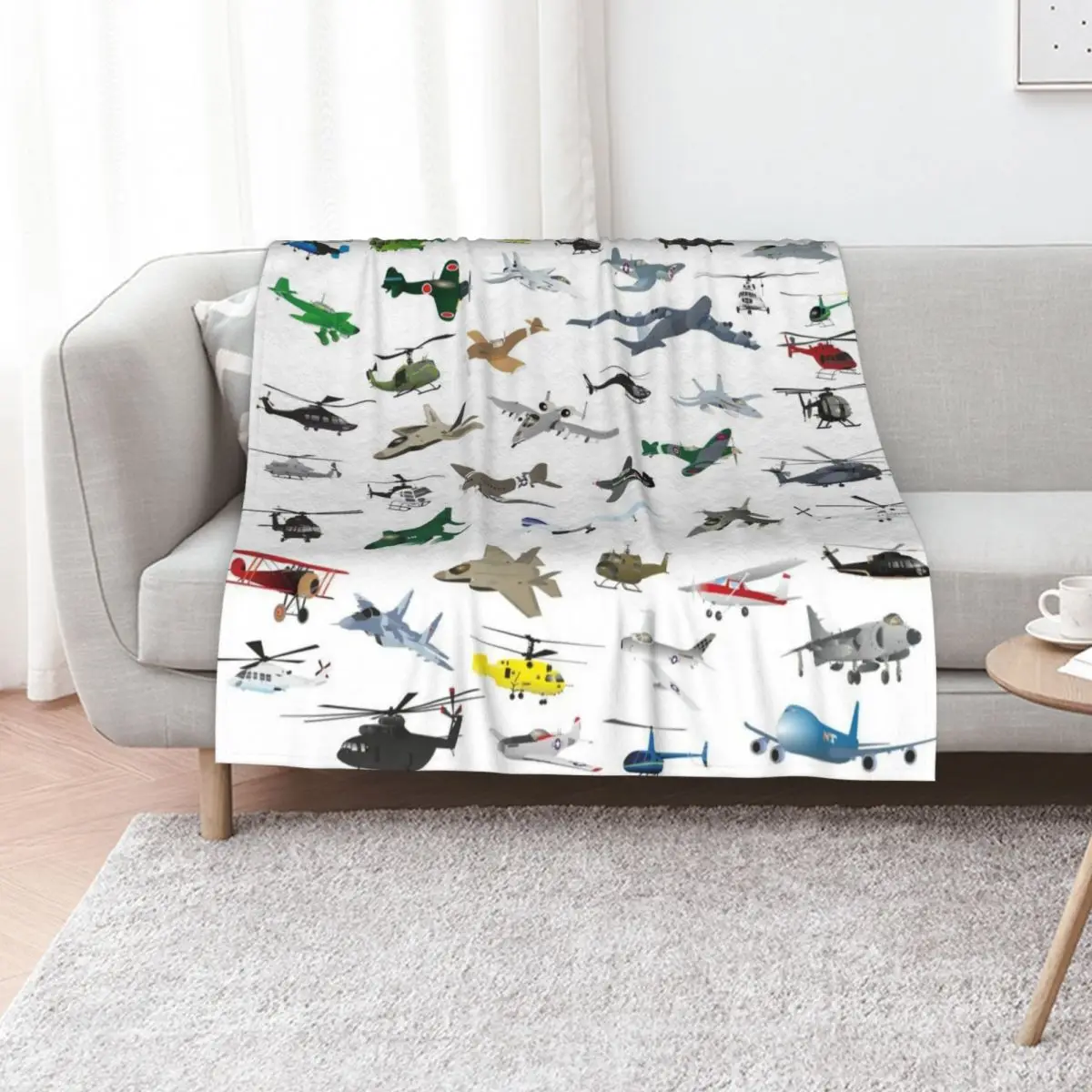 Various Colorful Airplanes and Helicopters Throw Blanket funny gift Sleeping Bag Custom Shaggy Blankets For Sofas Blankets