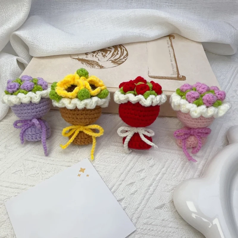 سلسلة مفاتيح من الكروشيه وردة عباد الشمس ، سحر الحقيبة ، سلسلة مفاتيح محبوكة ، حلقة مفاتيح زهور مزيفة ، إكسسوارات قلادات