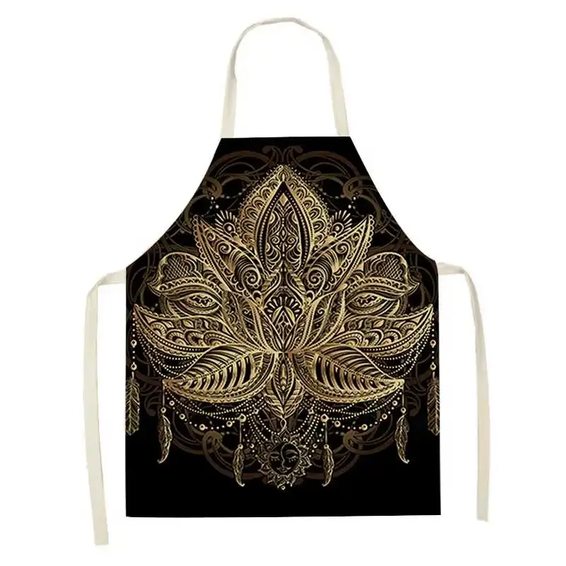 Buddhist Mandala Lotus Pattern Kitchen Apron Smudge Resistant Sleeveless Apron Chef Clothing Cooking Accessories Chef Bib