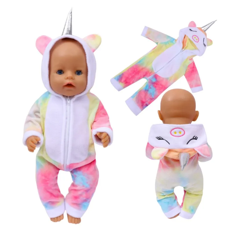 43 cm Doll Outfits for 17-18Inch Dolls Baby Born Doll Cute Jumpers Rompers Suit+Shoes Warm Clothes on A Doll Baby Christmas Gift