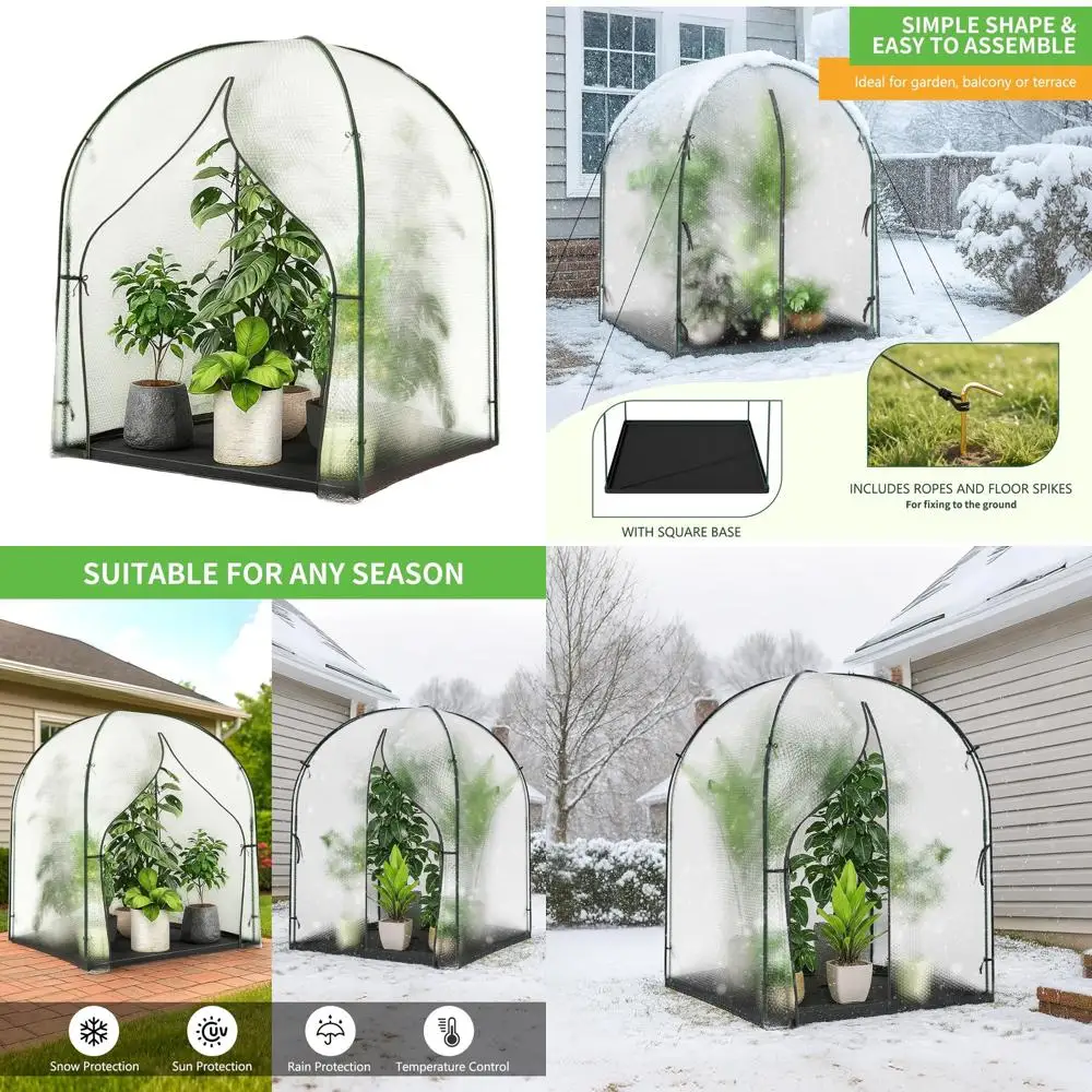 

Portable Walk-in Greenhouse Tent with Durable Bubble Film Cover and Zippered Door, 59x59x75 Inch, Ideal for Indoor or Outdoor Pl