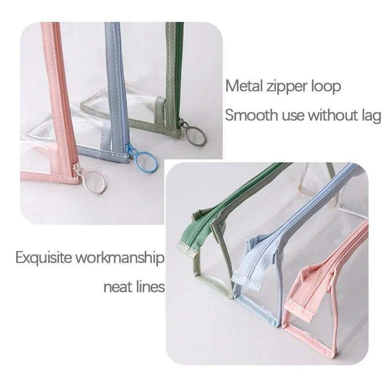 Прозрачный пенал большой емкости, простая сумка для ручек, кавайная косметичка, школьные канцелярские принадлежности, офисные принадлежности