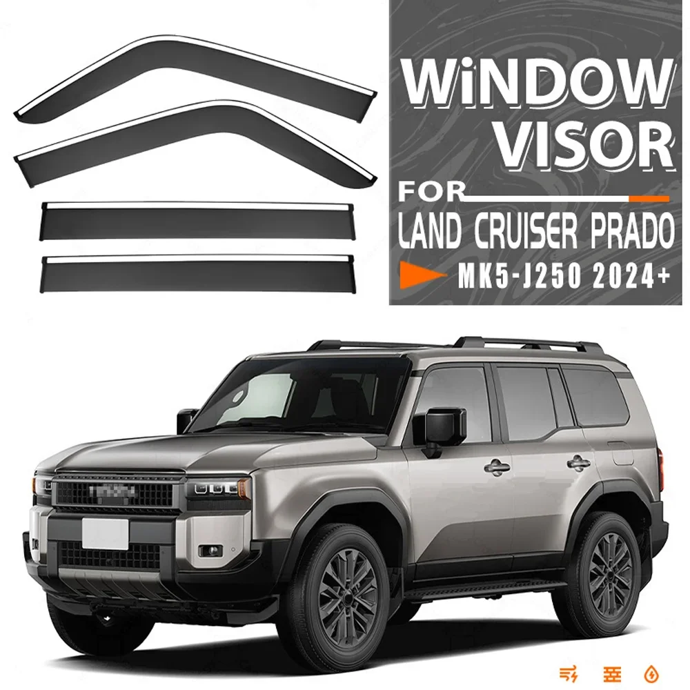 

Chrome Strips Rain Guards for TOYOTA Land Cruiser Prado J250 2024- Window Visor Wind Deflectors Door Visor Vent Shades Ventvisor