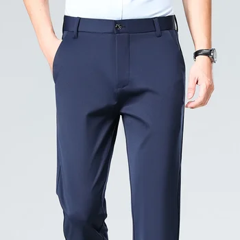 Mens Straight Fit Business Dress Pants Stretch Wrinkle Resistant Breathable Soft Formal Trousers for Office Daily Wear 3