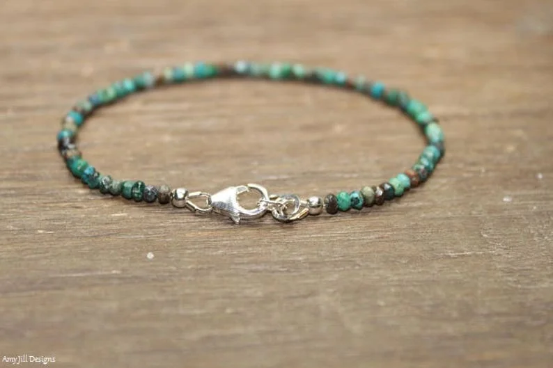Chrysocolla Bracelet, Beaded, Stacking, Chrysocolla Jewelry, Gemstone Jewelry