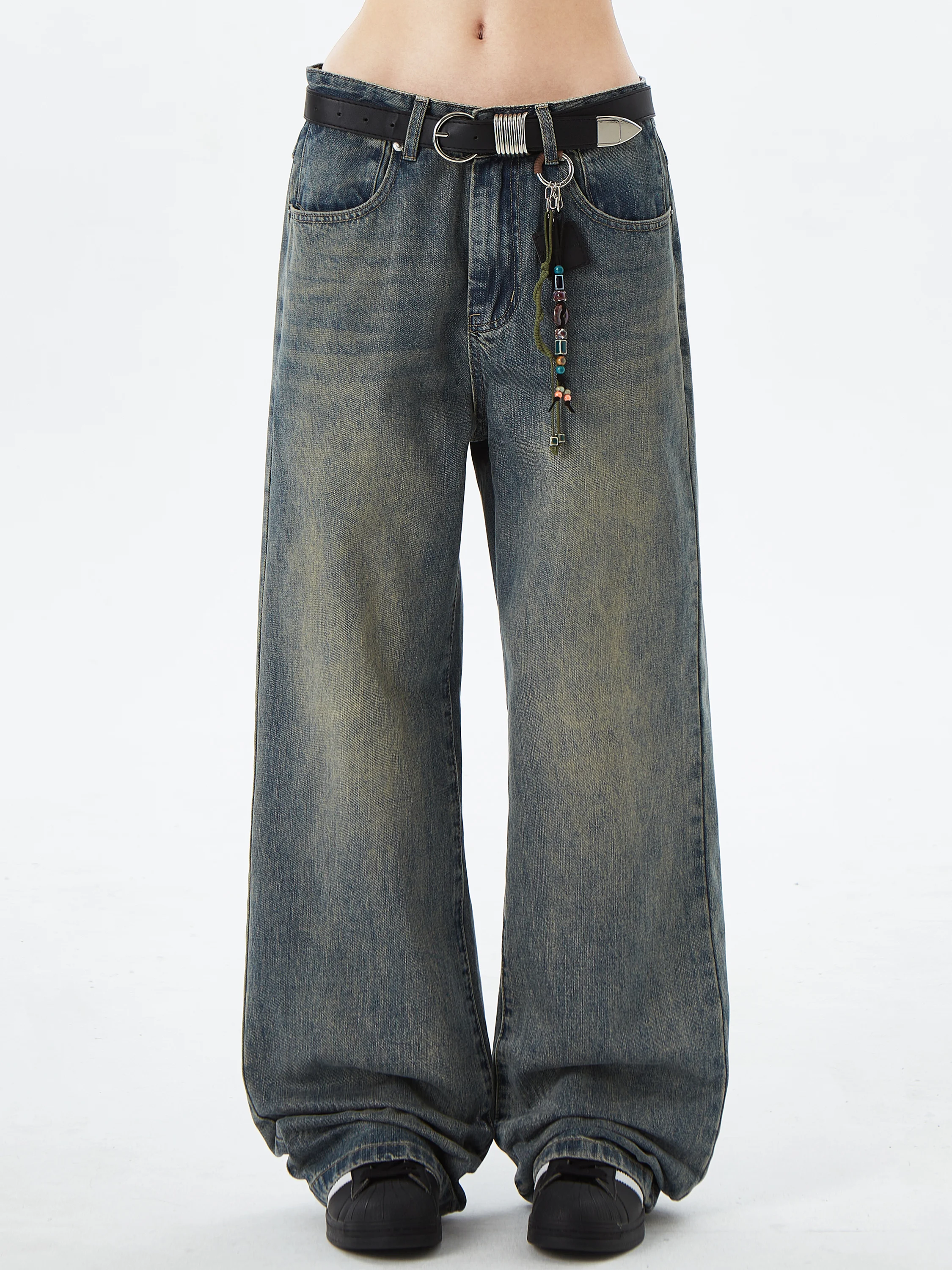 

Джинсы Cleanfit в американском стиле ретро, свободные повседневные прямые широкие брюки для мужчин и женщин-подростков, всесезонные