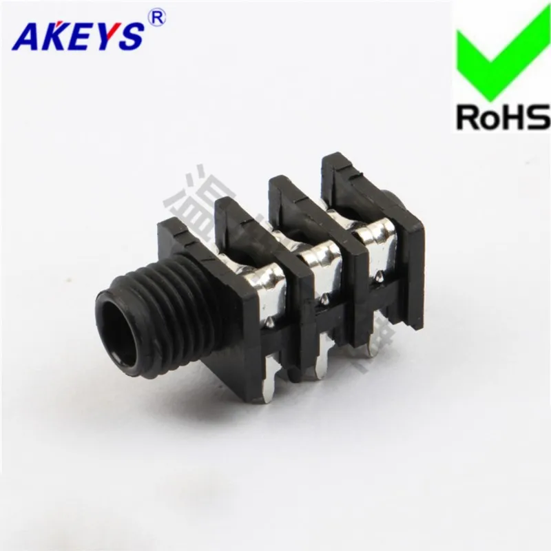 10 PCS PJ-609 All Plastic High Quality 6.35MM Socket Microphone 6 Foot Socket 2 Fixed Foot Stereo Headphone Socket