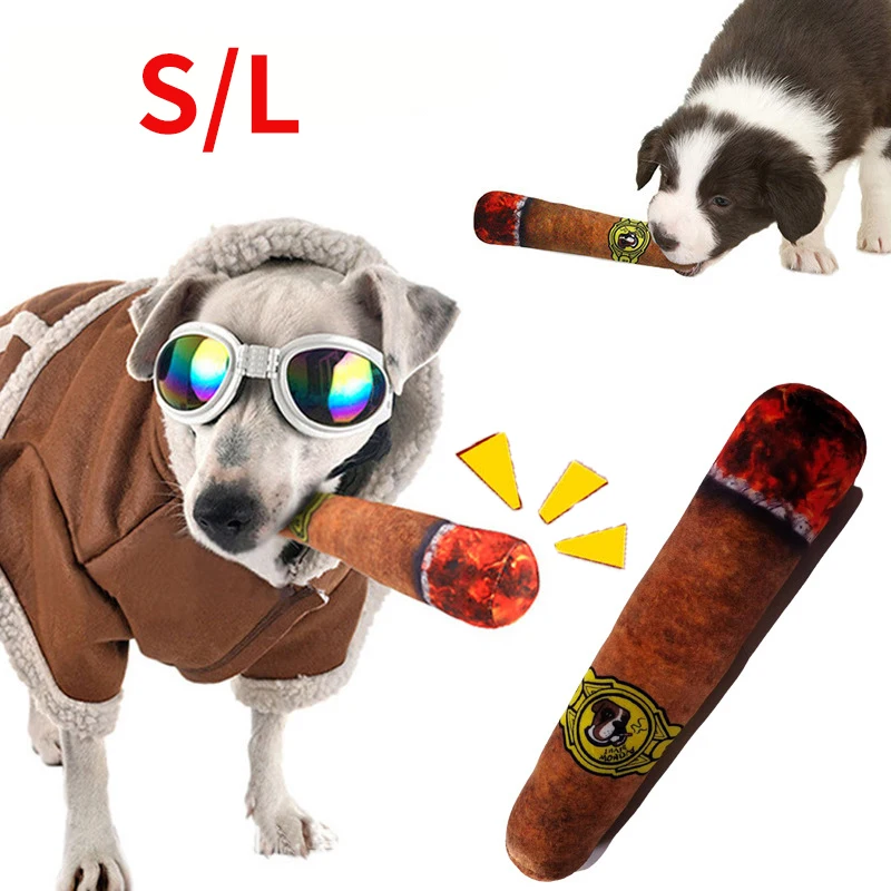 Dog Bite Toy Simulation Cigar Funny Interactive Sound Puppy Toy Dog Chew Squeak Toy Pet Accessories