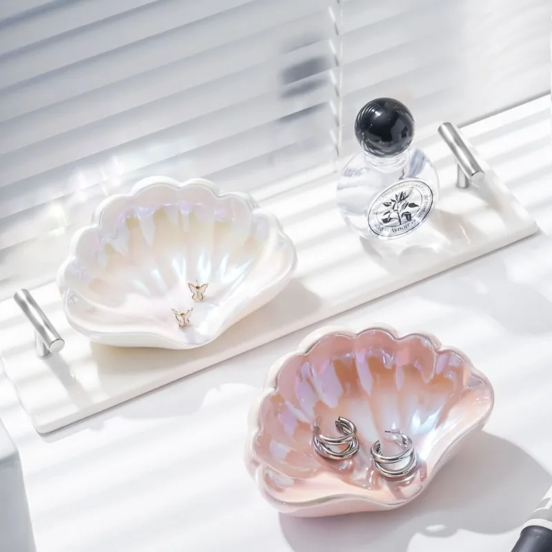 Shell Portable Soap Dishes Ceramic Creative Fashion Home Bathroom Accessories Desk Organizer Waterproof Drain Rack Dish Drainer