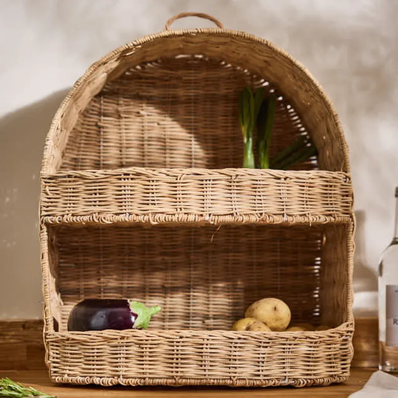 

Двухслойная корзина для хранения из ротанга ручной работы — органайзер в скандинавском стиле с большой аркой для гостиной, спальни, стирки и игрушек