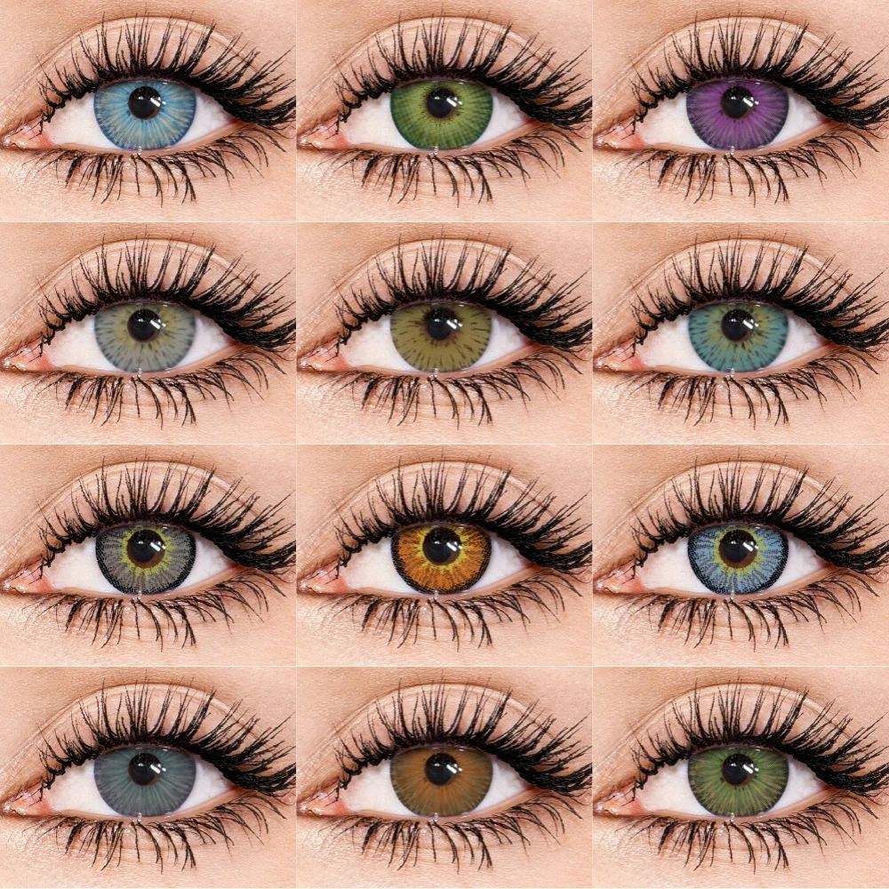 EYESHARE 2 Stück Cosplay farbige Kontaktlinsen blau Anime Kontaktlinse grüne Kontaktlinsen graue Augen Halloween Schönheit Make-up-Linse