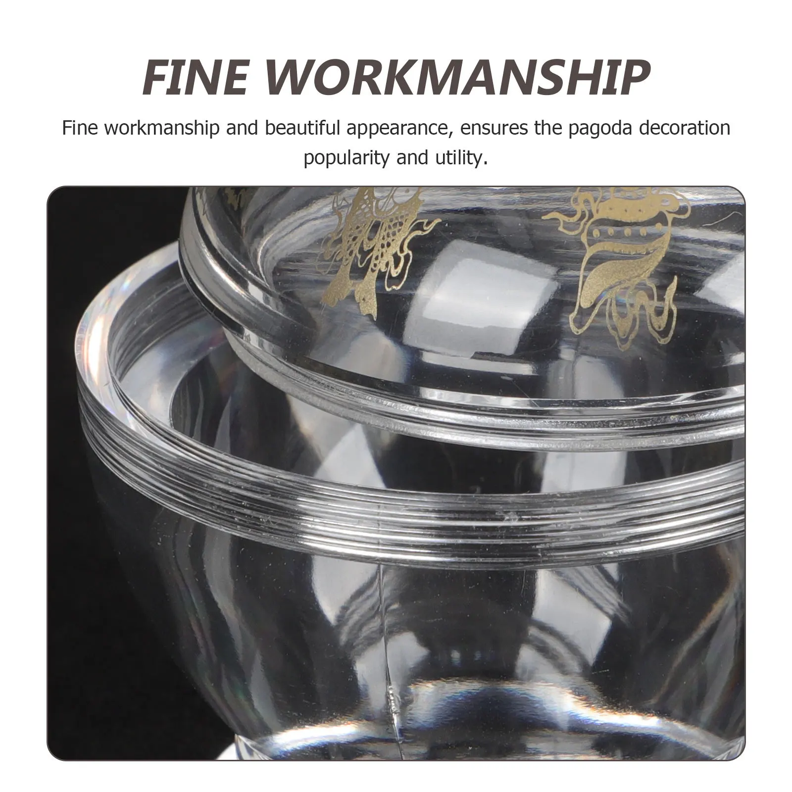 

Acrylic Pagoda Tower Crystal Offering Statue Vintage Office Home Desktop Decoration Tabletop Ornament Buddhist Religious Decor