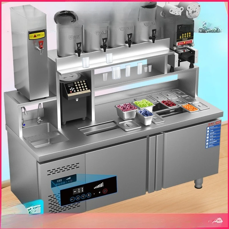

Commercial refrigerated water bar operation table small ingredient preservation salad shake workbench