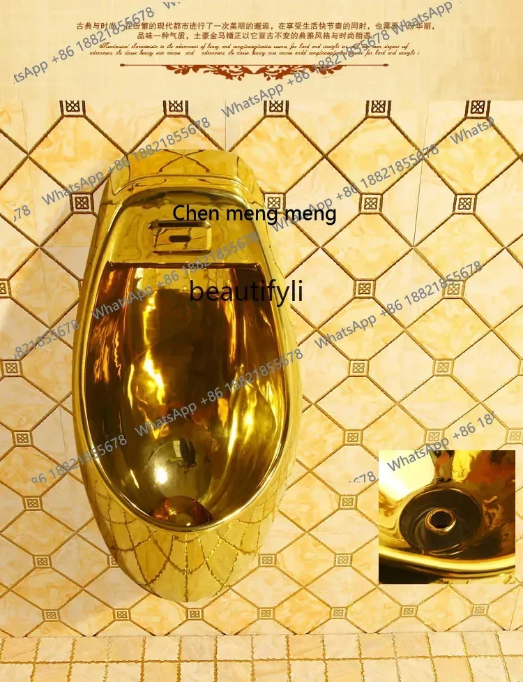 New arrive European-style golden urinal, urinal induction wall hanging, local tyrant gold urinal floor-to-ceiling men