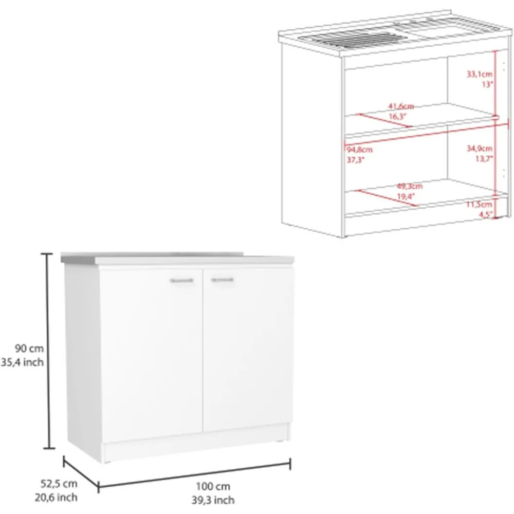 Armoire à double porte simple et pratique avec évier, peut stocker un établi, une cuisine, une salle à manger et une salle de bain peut être utilisée en blanc