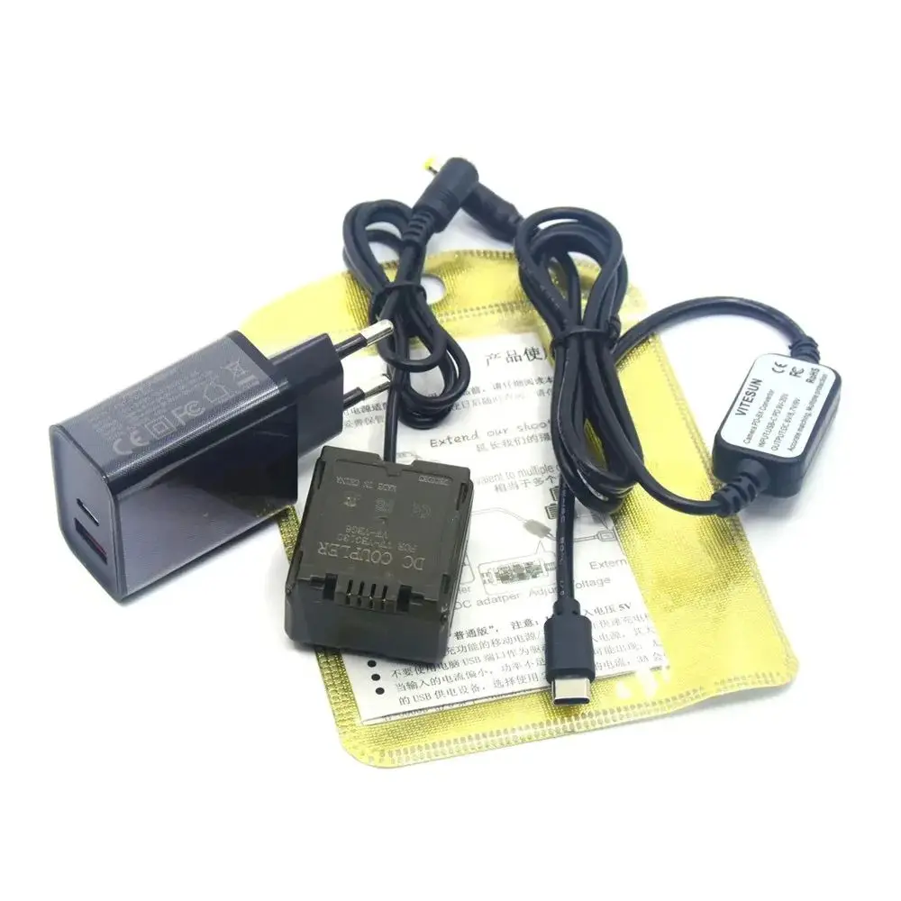 PD Adapter USB C DC Cable VW-VBG130 VBG6 Dummy Battery for Panasonic HS250 SD700 TM200 SDR-H20 HDC-DX1 PV-GS80 VDR-D50 HS600