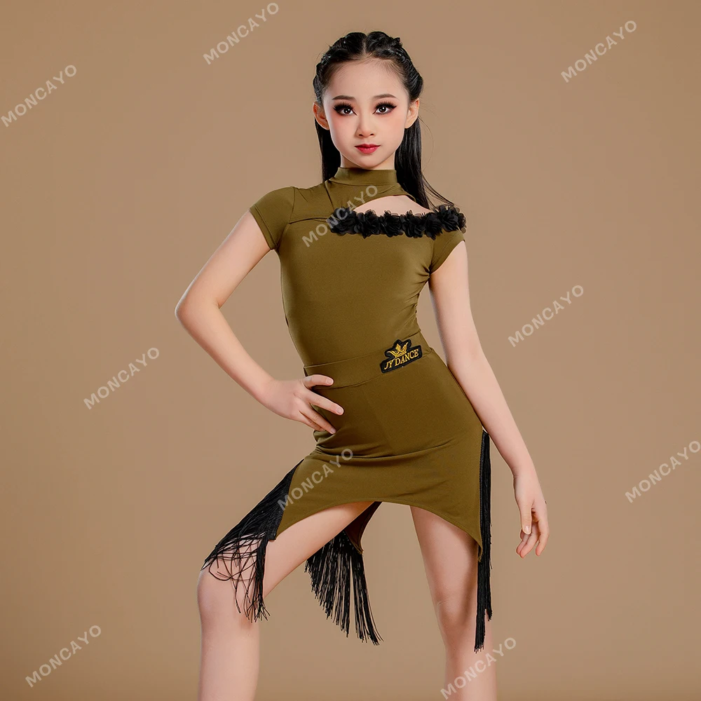 

Tango Rumba Latin Dance Dress for Girls Fringe Dance Skirt Samba Salsa Dancing Dress Kids Competition Ballroom Dance Dresses