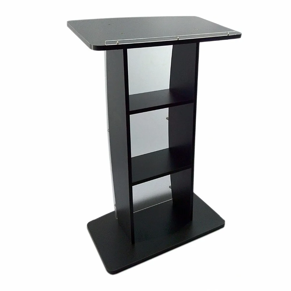 

Clear Black Lecterns Pulpits Modern Curved Frosted Front Acrylic Panel Pulpit Stand Podiums
