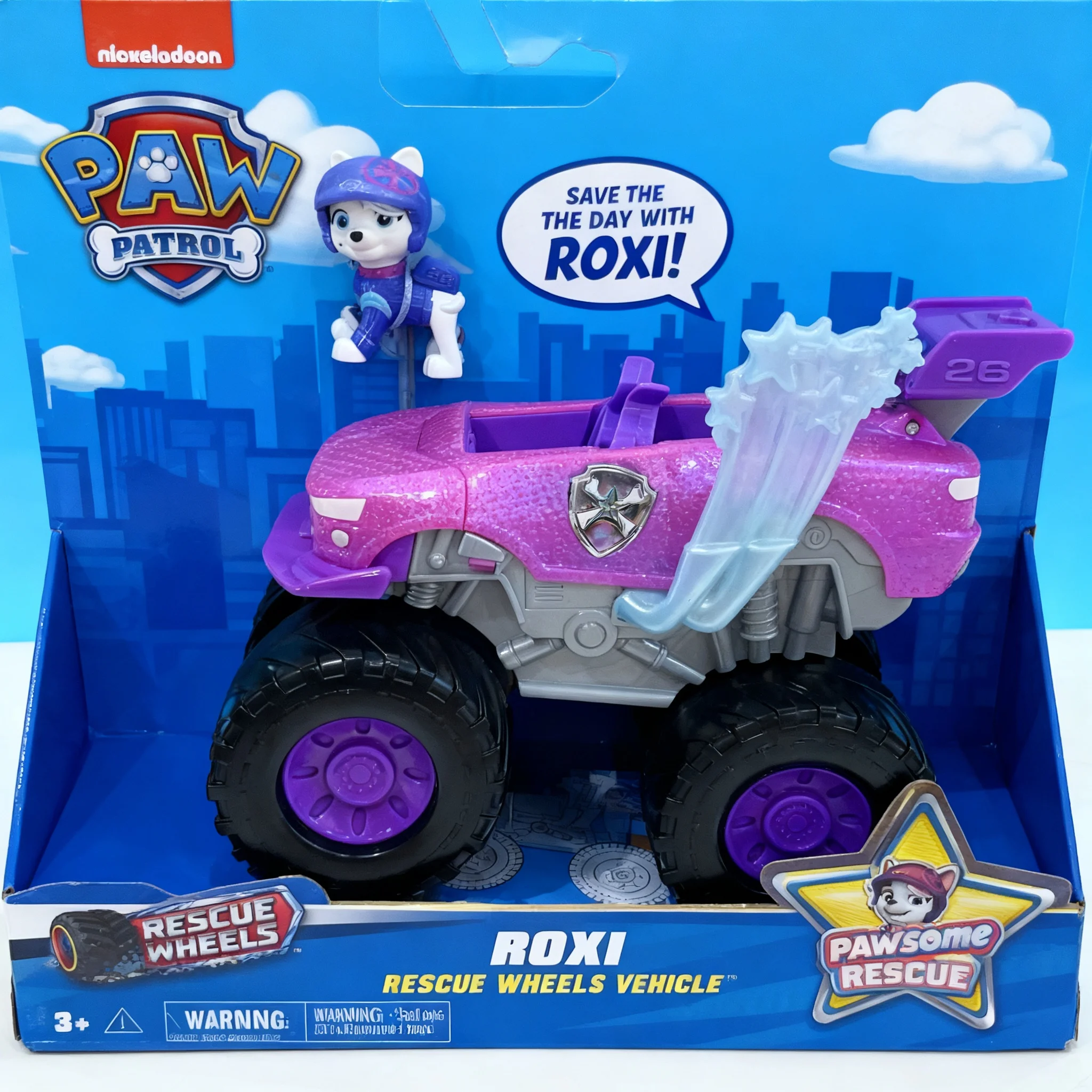 PAW Patrol Rescue Wheels Vehicle Toy with Action Figure Roxi Boomer Skye Chase Rocky Kids Birthday Gift