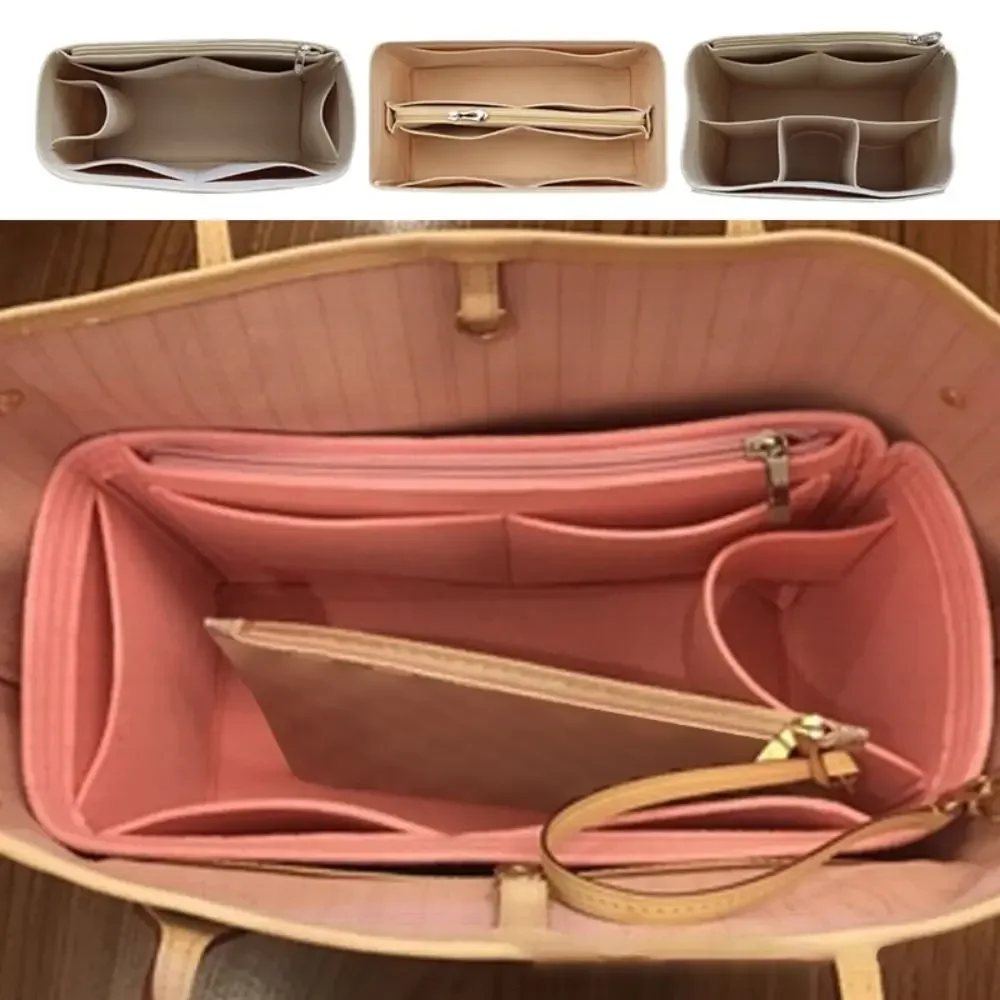 Neverfull Simple Felt Handbag Insert Bag Bag Support Portable Purse Liner Multi-Pocket Storage Organization Bag Organiser