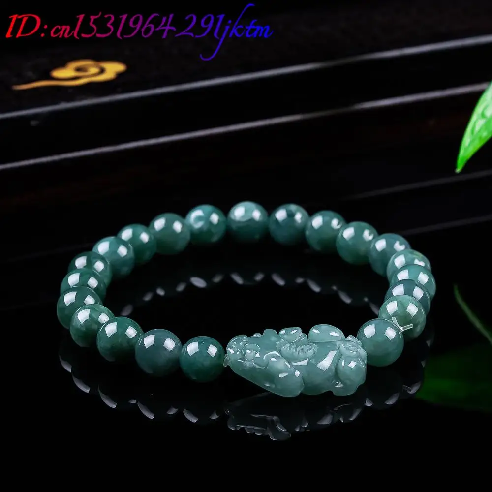 Natural Burmese Jadeite Pixiu Bracelet Vintage Talismans Charm Gifts for Women Jewelry Bangle Real Jade Accessories view 4
