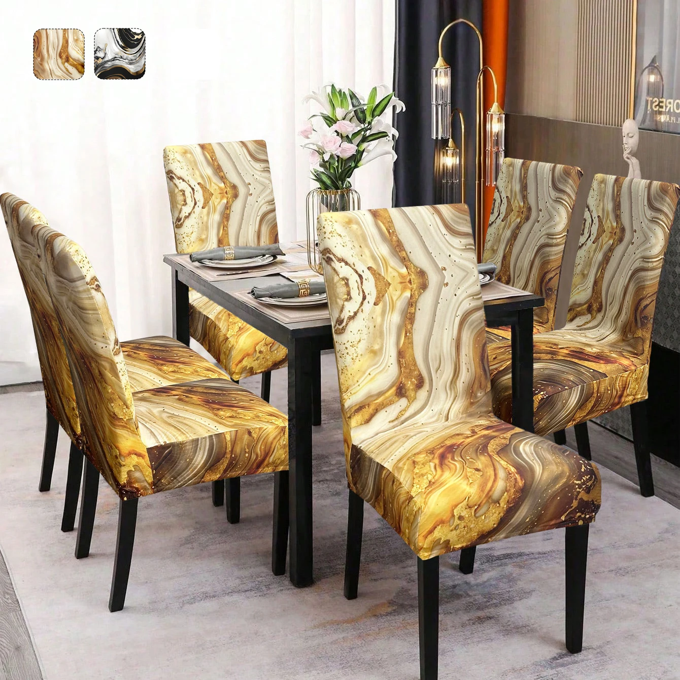 

1/4pcs printed milk thread chair covers, party chair covers, kitchen chair covers, suitable for hotel and restaurant gatherings