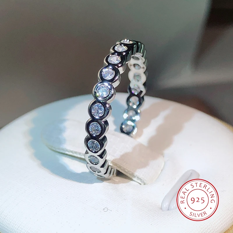 

Кольцо из стерлингового серебра 925 пробы с одним рядом фианитов AAAAA, обручальное/помолвочное кольцо для женщин, модное украшение для свадебной вечеринки