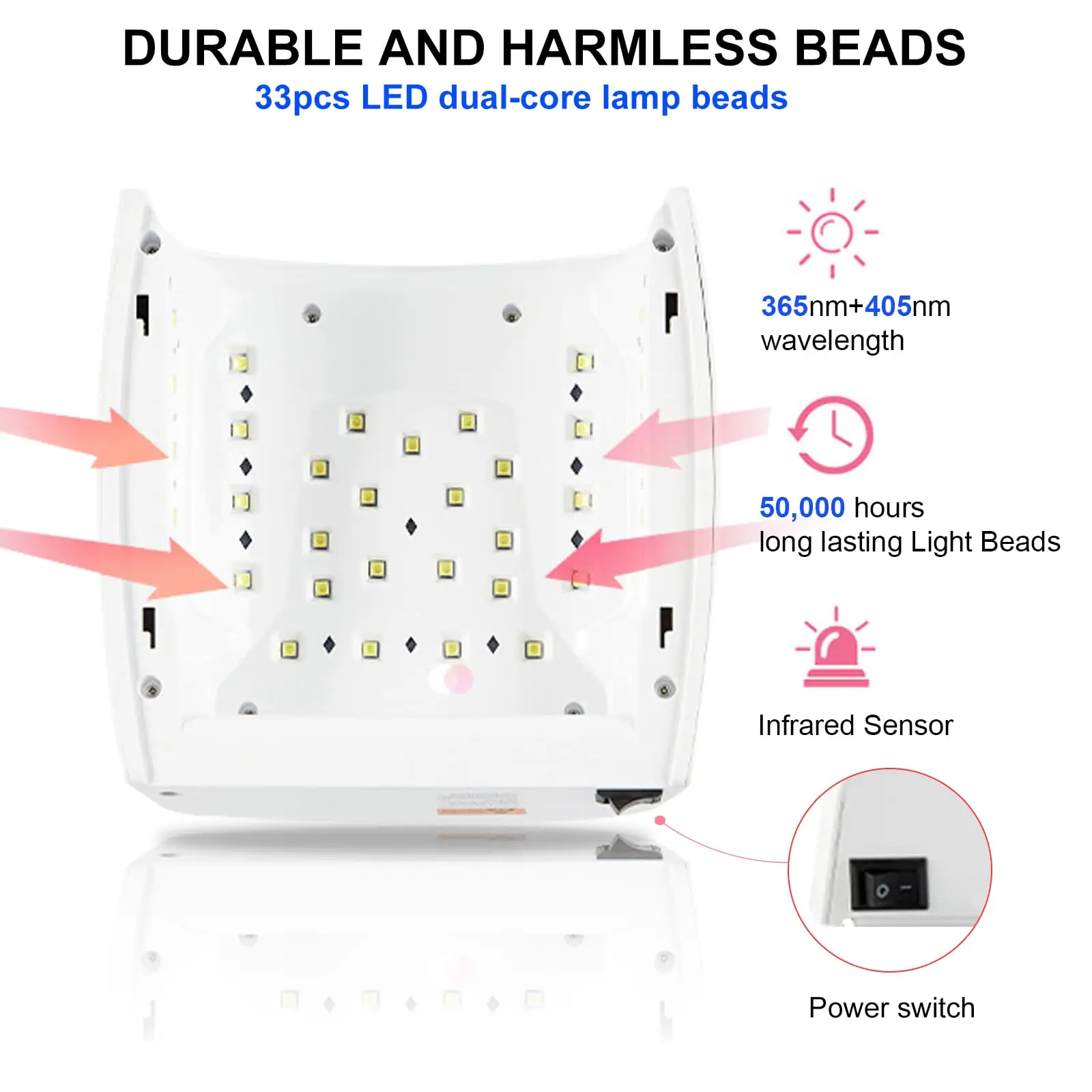 Lampada per unghie UV LED da 66 W, luce UV wireless ricaricabile professionale per unghie in gel, 5 impostazioni timer Luce per unghie gel, Essiccatore per unghie