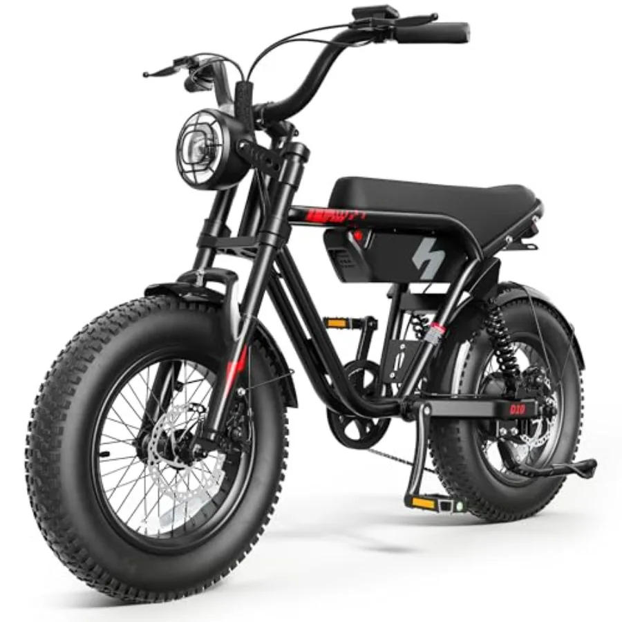 

Electric bike for mountains and snow: aluminum frame, black, 1200W/1500W peak power, 48V 10.4Ah/15.6Ah battery, 16/20 fat tires