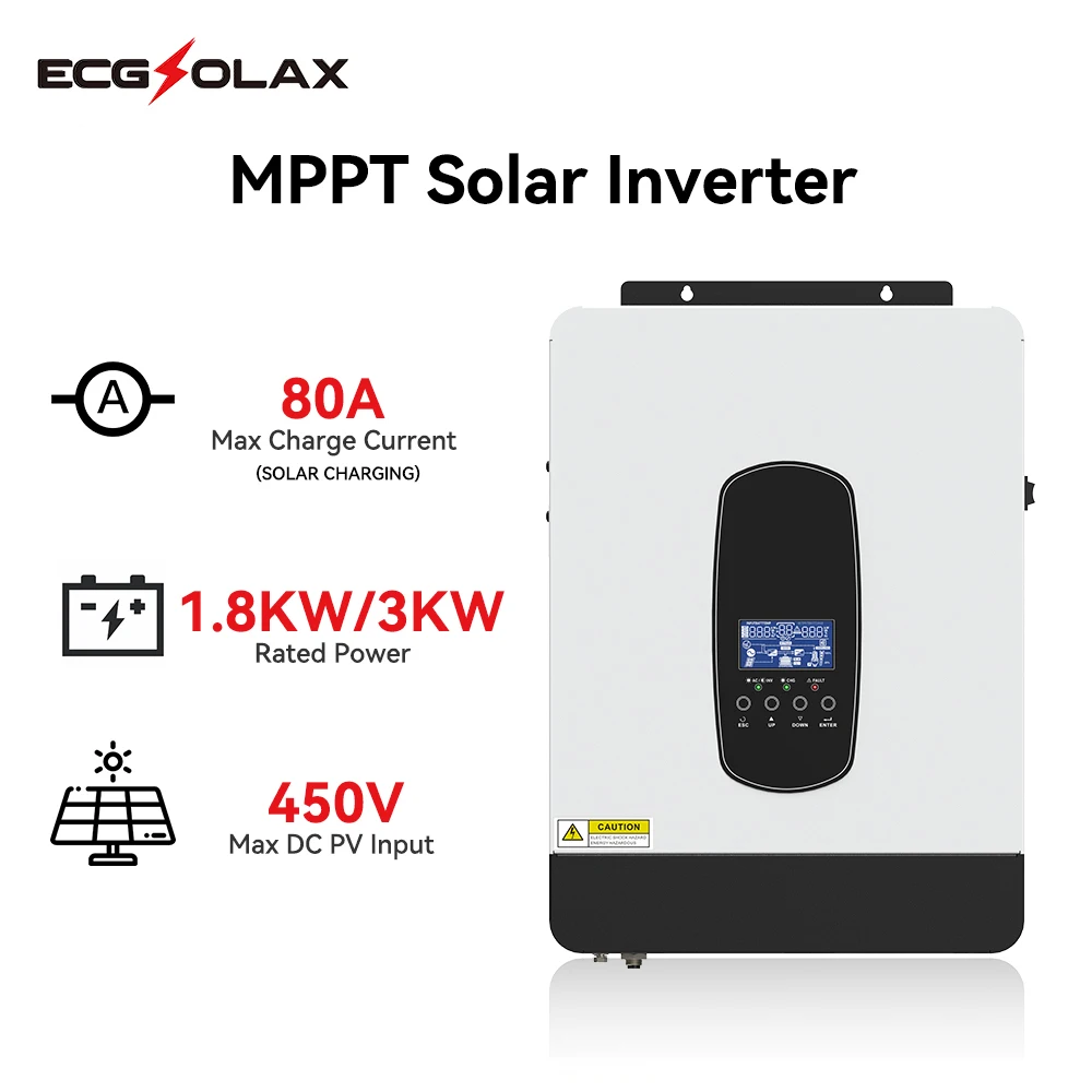 3000W Hybrid Solar Inverter 24V 220V Pure Sine Wave Inverter 3KW 1.8KW Built in MPPT 80A Solar Charger Controller Max PV 450VD