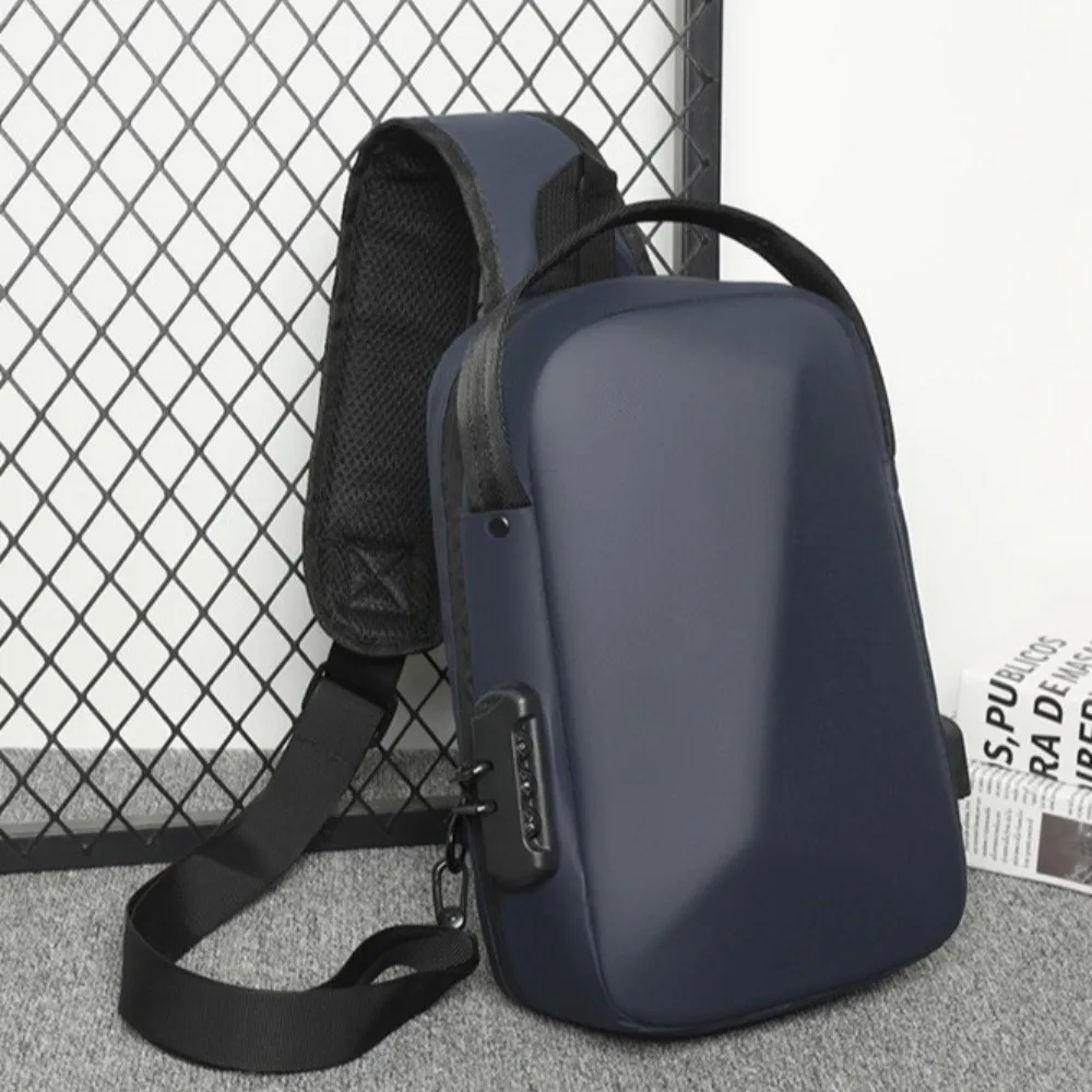 Oxford Cloth Men's Chest Bag USB Charging Port Anti-theft Password Sling Bag Multi-storey Large Capacity Shoulder Crossbody Bag